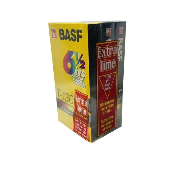 BASF VHS Blank Tapes 3 Pack BASF 1  T-130 6.5 Hour & 2 T-120 6 Hour Extra Time - Picture 4 of 9